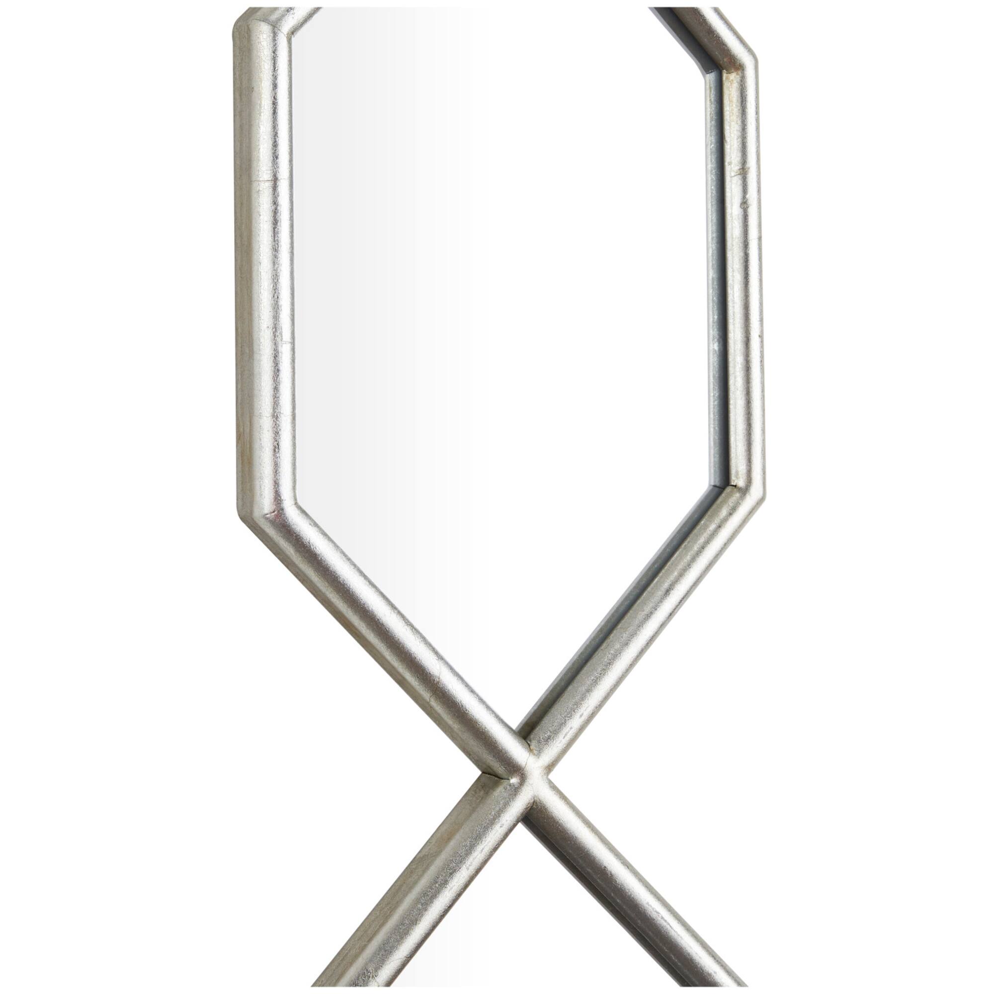 Silver Metal Slim Stacked Chain 5 Layer Wall Mirror with Trellis Pattern 7" x 1" x 59"